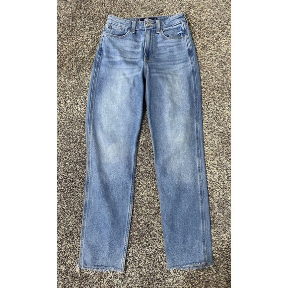 Hollister Ultra High Rise Mom Jeans Classic Stretch Black Wash Denim 0R - Picture 1 of 3